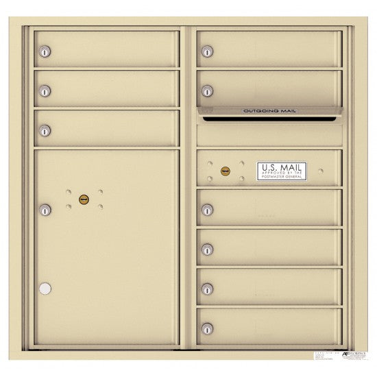 4C08D-09 - 9 Tenant Doors with 1 Parcel Locker and Outgoing Mail Compartment - 4C Wall Mount 8-High Mailboxes