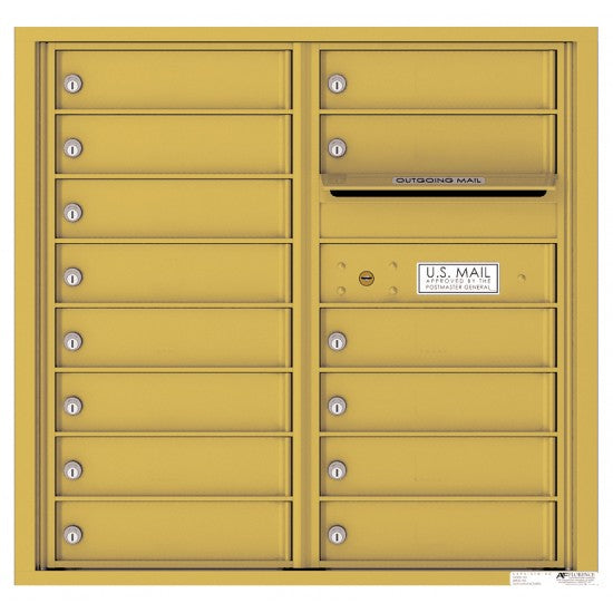 4C08D-14 - 14 Tenant Doors with Outgoing Mail Compartment - 4C Wall Mount 8-High Mailboxes