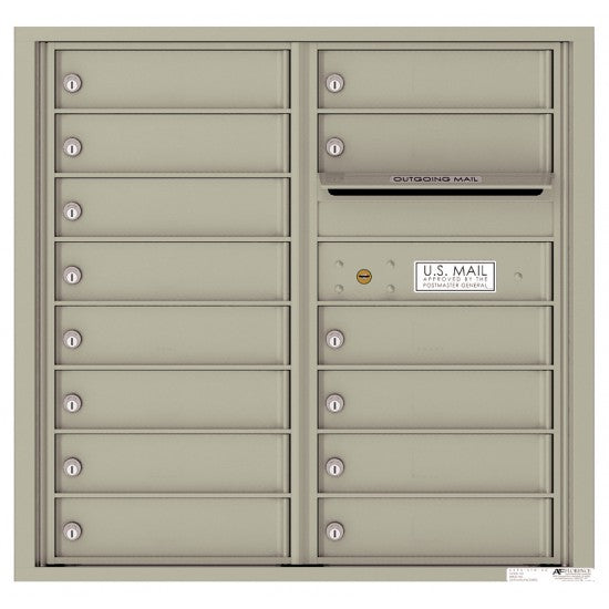 4C08D-14 - 14 Tenant Doors with Outgoing Mail Compartment - 4C Wall Mount 8-High Mailboxes