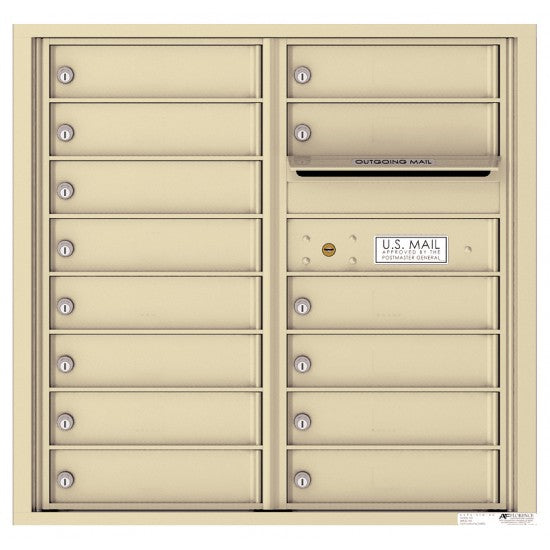 4C08D-14 - 14 Tenant Doors with Outgoing Mail Compartment - 4C Wall Mount 8-High Mailboxes