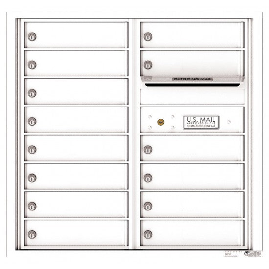 4C08D-14 - 14 Tenant Doors with Outgoing Mail Compartment - 4C Wall Mount 8-High Mailboxes
