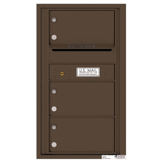 4C08S-03 - 3 Oversized Tenant Doors with Outgoing Mail Compartment - 4C Wall Mount 8-High Mailboxes