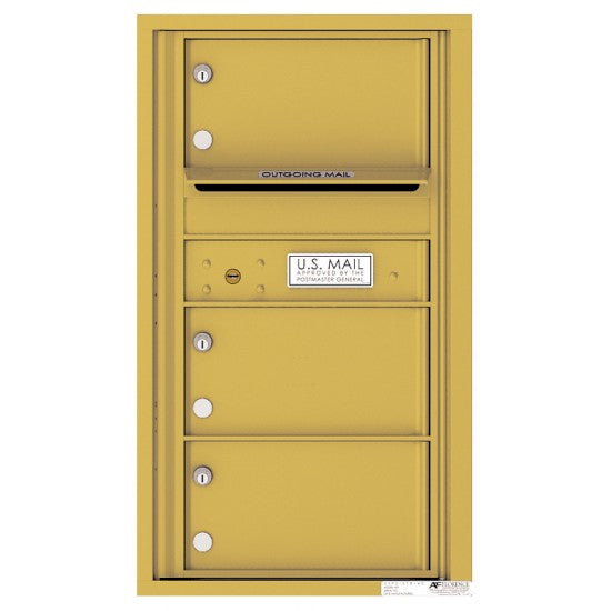 4C08S-03 - 3 Oversized Tenant Doors with Outgoing Mail Compartment - 4C Wall Mount 8-High Mailboxes