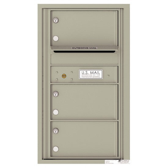 4C08S-03 - 3 Oversized Tenant Doors with Outgoing Mail Compartment - 4C Wall Mount 8-High Mailboxes