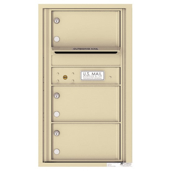 4C08S-03 - 3 Oversized Tenant Doors with Outgoing Mail Compartment - 4C Wall Mount 8-High Mailboxes