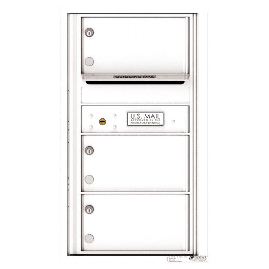 4C08S-03 - 3 Oversized Tenant Doors with Outgoing Mail Compartment - 4C Wall Mount 8-High Mailboxes