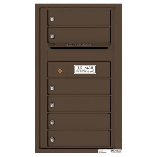 4C08S-06 - 6 Tenant Doors with Outgoing Mail Compartment - 4C Wall Mount 8-High Mailboxes