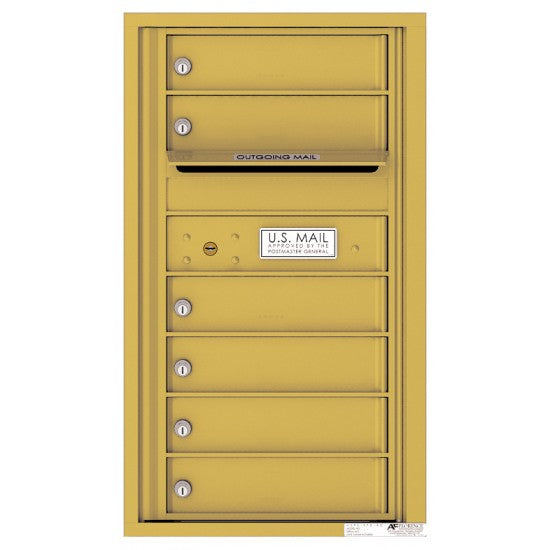 4C08S-06 - 6 Tenant Doors with Outgoing Mail Compartment - 4C Wall Mount 8-High Mailboxes