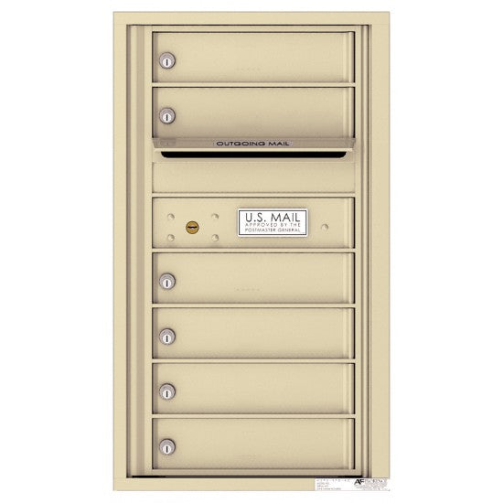 4C08S-06 - 6 Tenant Doors with Outgoing Mail Compartment - 4C Wall Mount 8-High Mailboxes