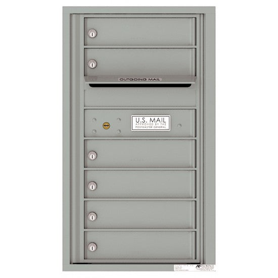 4C08S-06 - 6 Tenant Doors with Outgoing Mail Compartment - 4C Wall Mount 8-High Mailboxes