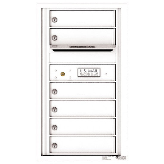 4C08S-06 - 6 Tenant Doors with Outgoing Mail Compartment - 4C Wall Mount 8-High Mailboxes