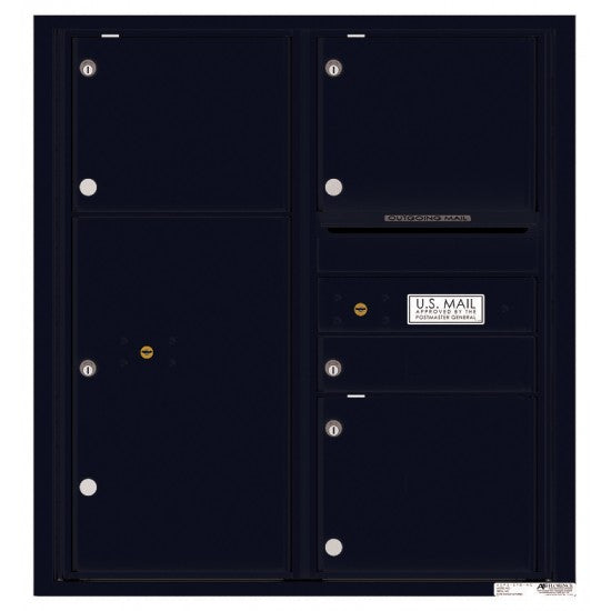 4C09D-04 - 1 Standard and 3 Oversized Tenant Doors with 1 Parcel Locker and Outgoing Mail Compartment - 4C Wall Mount 9-High Mailboxes