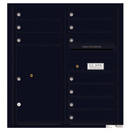 4C09D-10 - 10 Tenant Doors with 1 Parcel Locker and Outgoing Mail Compartment - 4C Wall Mount 9-High Mailboxes