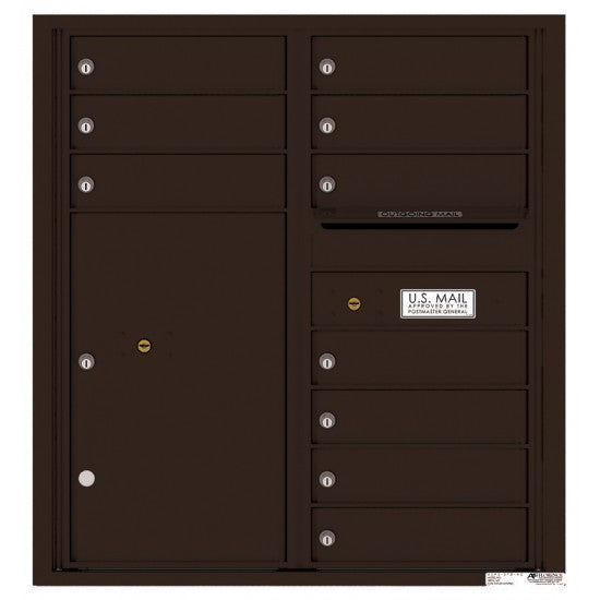 4C09D-10 - 10 Tenant Doors with 1 Parcel Locker and Outgoing Mail Compartment - 4C Wall Mount 9-High Mailboxes