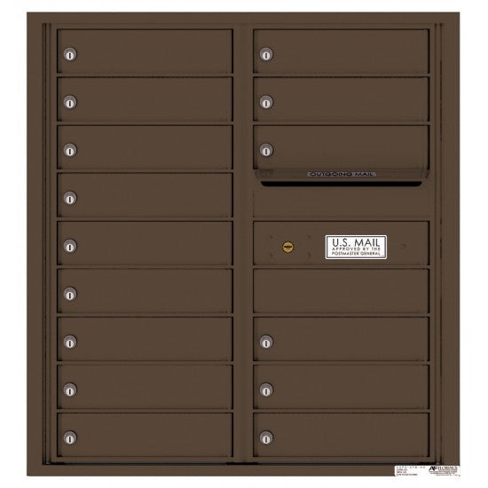 4C09D-15 - 15 Tenant Doors with Outgoing Mail Compartment - 4C Wall Mount 9-High Mailboxes