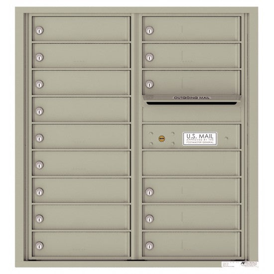 4C09D-15 - 15 Tenant Doors with Outgoing Mail Compartment - 4C Wall Mount 9-High Mailboxes