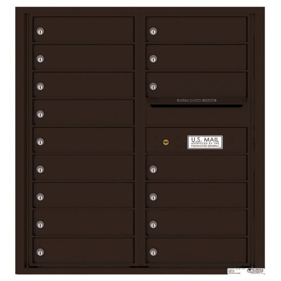 4C09D-16 - 16 Tenant Doors with Outgoing Mail Compartment - 4C Wall Mount 9-High Mailboxes