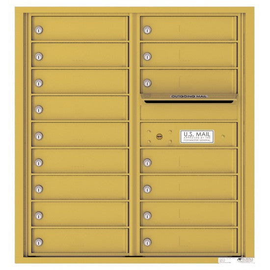 4C09D-16 - 16 Tenant Doors with Outgoing Mail Compartment - 4C Wall Mount 9-High Mailboxes