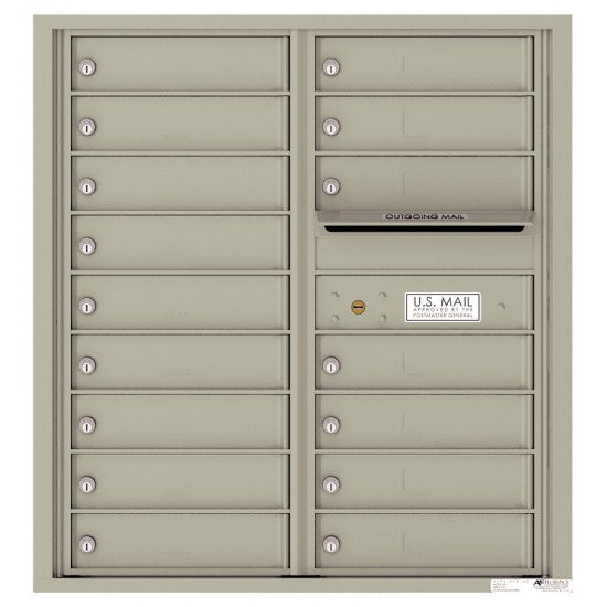 4C09D-16 - 16 Tenant Doors with Outgoing Mail Compartment - 4C Wall Mount 9-High Mailboxes