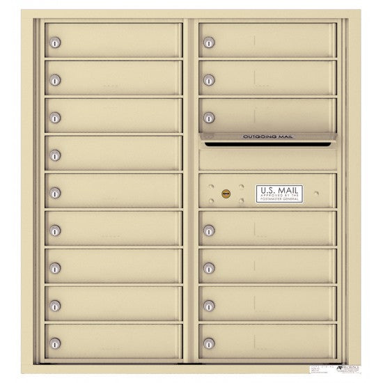 4C09D-16 - 16 Tenant Doors with Outgoing Mail Compartment - 4C Wall Mount 9-High Mailboxes