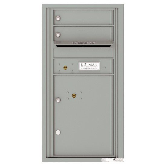 4C09S-02 - 2 Tenant Doors with 1 Parcel Locker and Outgoing Mail Compartment - 4C Wall Mount 9-High Mailboxes