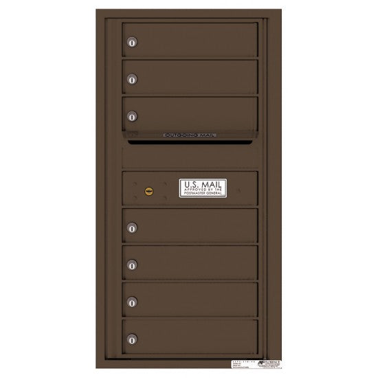 4C09S-07 - 7 Tenant Doors with Outgoing Mail Compartment - 4C Wall Mount 9-High Mailboxes