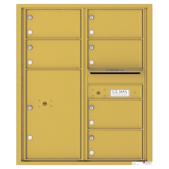 4C10D-06 - 6 Oversized Tenant Doors with 1 Parcel Locker and Outgoing Mail Compartment - 4C Wall Mount 10-High Mailboxes