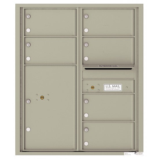 4C10D-06 - 6 Oversized Tenant Doors with 1 Parcel Locker and Outgoing Mail Compartment - 4C Wall Mount 10-High Mailboxes