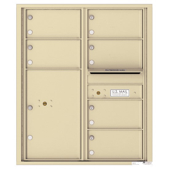 4C10D-06 - 6 Oversized Tenant Doors with 1 Parcel Locker and Outgoing Mail Compartment - 4C Wall Mount 10-High Mailboxes