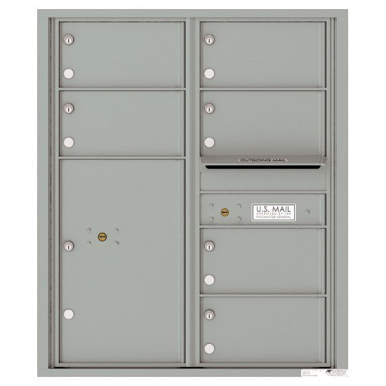 4C10D-06 - 6 Oversized Tenant Doors with 1 Parcel Locker and Outgoing Mail Compartment - 4C Wall Mount 10-High Mailboxes
