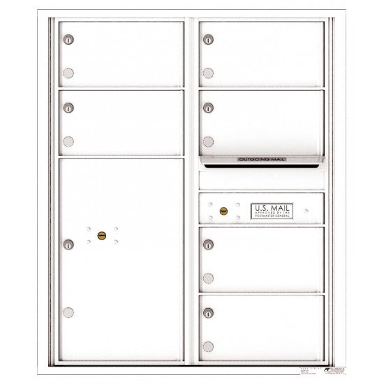 4C10D-06 - 6 Oversized Tenant Doors with 1 Parcel Locker and Outgoing Mail Compartment - 4C Wall Mount 10-High Mailboxes