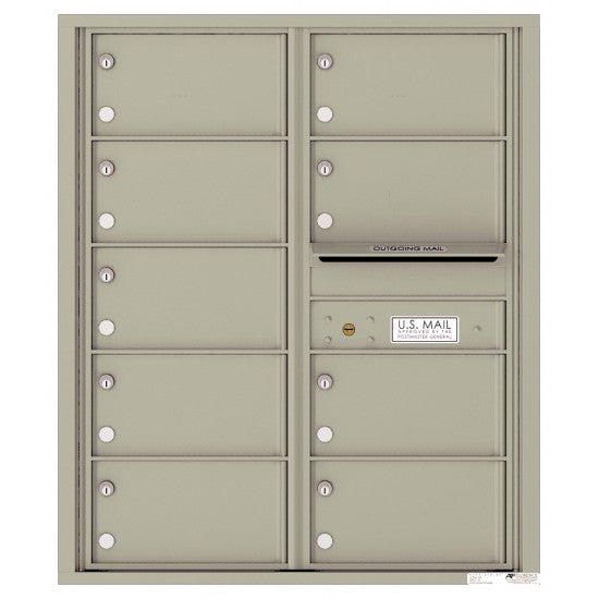 4C10D-09 - 9 Tenant Doors with Outgoing Mail Compartment - 4C Wall Mount 10-High Mailboxes