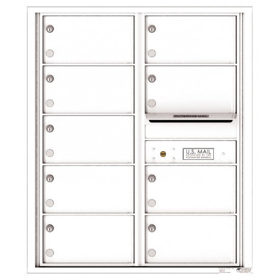 4C10D-09 - 9 Tenant Doors with Outgoing Mail Compartment - 4C Wall Mount 10-High Mailboxes