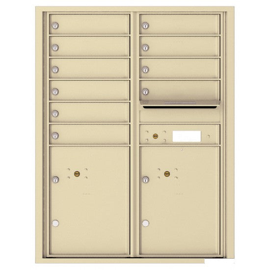 4C11D-10 - 10 Tenant Doors with 2 Parcel Lockers and Outgoing Mail Compartment - 4C Wall Mount 11-High Mailboxes
