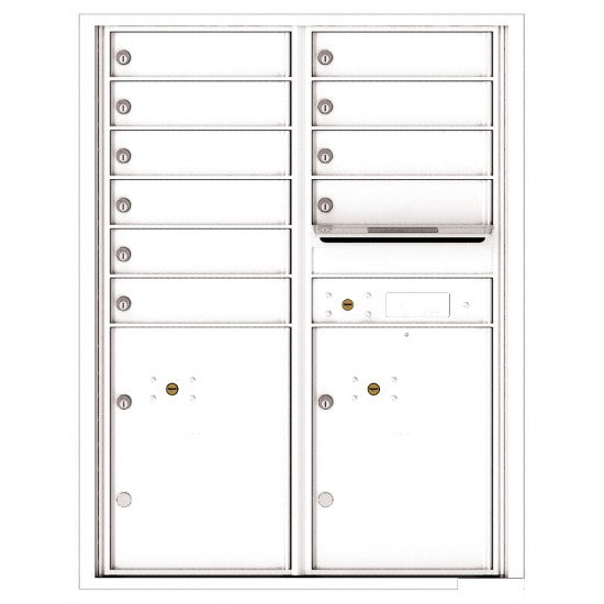 4C11D-10 - 10 Tenant Doors with 2 Parcel Lockers and Outgoing Mail Compartment - 4C Wall Mount 11-High Mailboxes