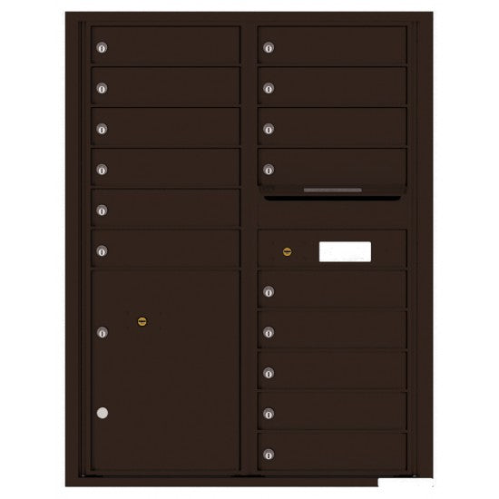4C11D-15 - 15 Tenant Doors with Parcel Locker and Outgoing Mail Compartment - 4C Wall Mount 11-High Mailboxes