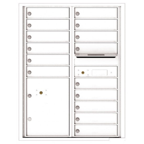 4C11D-15 - 15 Tenant Doors with Parcel Locker and Outgoing Mail Compartment - 4C Wall Mount 11-High Mailboxes
