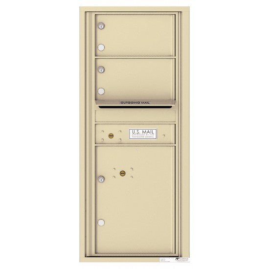 4C11S-02 - 2 Oversized Tenant Doors with 1 Parcel Lockers and Outgoing Mail Compartment - 4C Wall Mount 11-High Mailboxes
