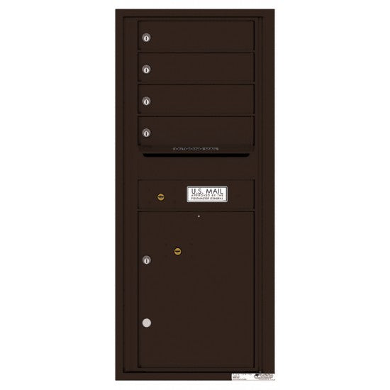 4C11S-04 - 4 Tenant Doors with 1 Parcel Lockers and Outgoing Mail Compartment - 4C Wall Mount 11-High Mailboxes