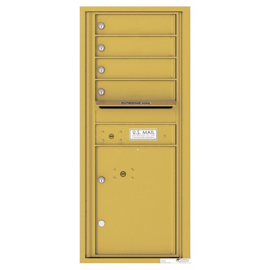 4C11S-04 - 4 Tenant Doors with 1 Parcel Lockers and Outgoing Mail Compartment - 4C Wall Mount 11-High Mailboxes