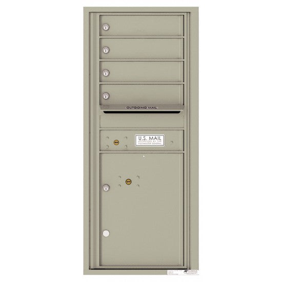 4C11S-04 - 4 Tenant Doors with 1 Parcel Lockers and Outgoing Mail Compartment - 4C Wall Mount 11-High Mailboxes