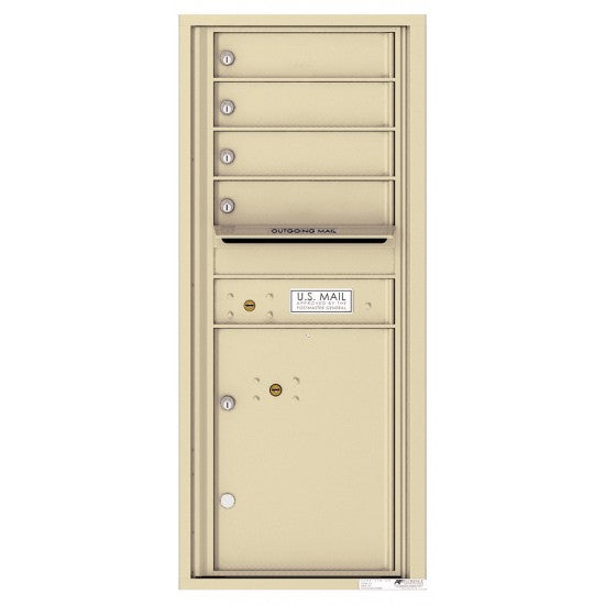 4C11S-04 - 4 Tenant Doors with 1 Parcel Lockers and Outgoing Mail Compartment - 4C Wall Mount 11-High Mailboxes
