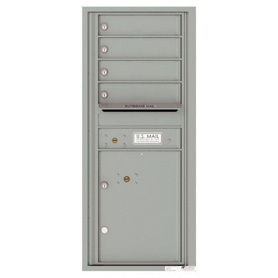 4C11S-04 - 4 Tenant Doors with 1 Parcel Lockers and Outgoing Mail Compartment - 4C Wall Mount 11-High Mailboxes