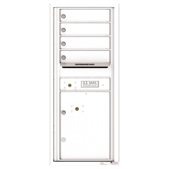 4C11S-04 - 4 Tenant Doors with 1 Parcel Lockers and Outgoing Mail Compartment - 4C Wall Mount 11-High Mailboxes