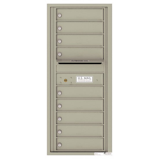 4C11S-09 - 9 Tenant Doors with Outgoing Mail Compartment - 4C Wall Mount 11-High Mailboxes