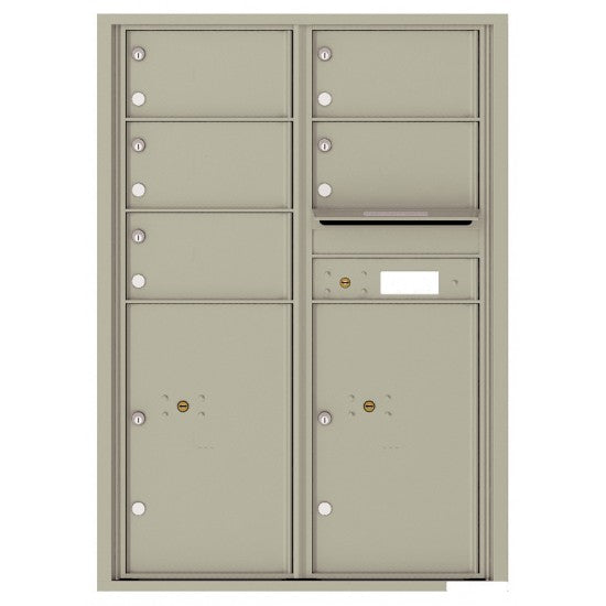 4C12D-05 - 5 Oversized Tenant Doors with 2 Parcel Lockers and Outgoing Mail Compartment - 4C Wall Mount 12-High Mailboxes
