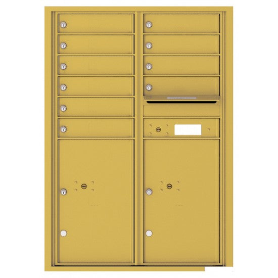 4C12D-10 - 10 Tenant Doors with 2 Parcel Lockers and Outgoing Mail Compartment - 4C Wall Mount 12-High Mailboxes