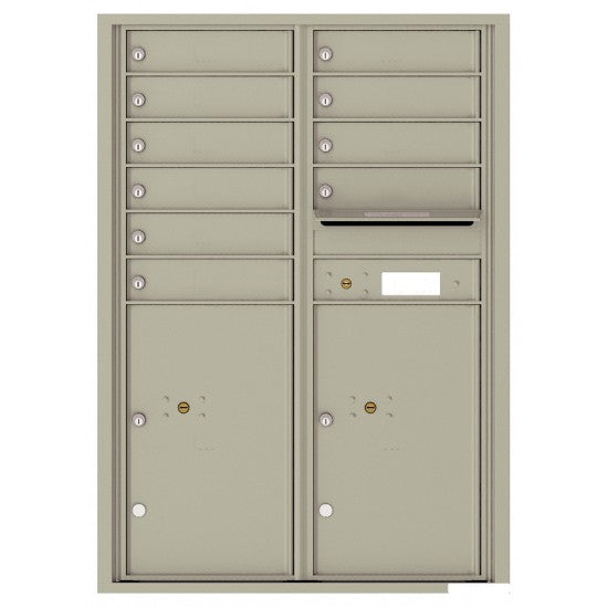 4C12D-10 - 10 Tenant Doors with 2 Parcel Lockers and Outgoing Mail Compartment - 4C Wall Mount 12-High Mailboxes