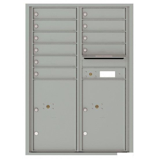 4C12D-10 - 10 Tenant Doors with 2 Parcel Lockers and Outgoing Mail Compartment - 4C Wall Mount 12-High Mailboxes