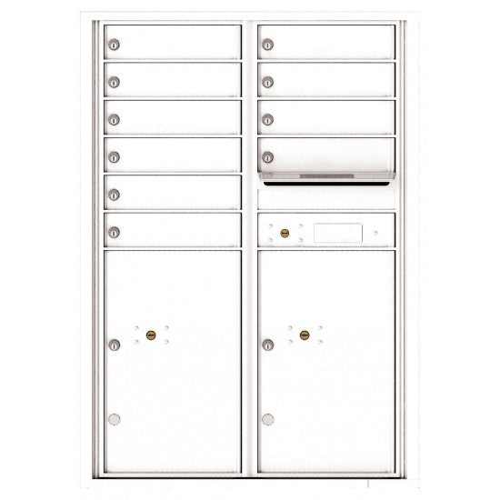 4C12D-10 - 10 Tenant Doors with 2 Parcel Lockers and Outgoing Mail Compartment - 4C Wall Mount 12-High Mailboxes